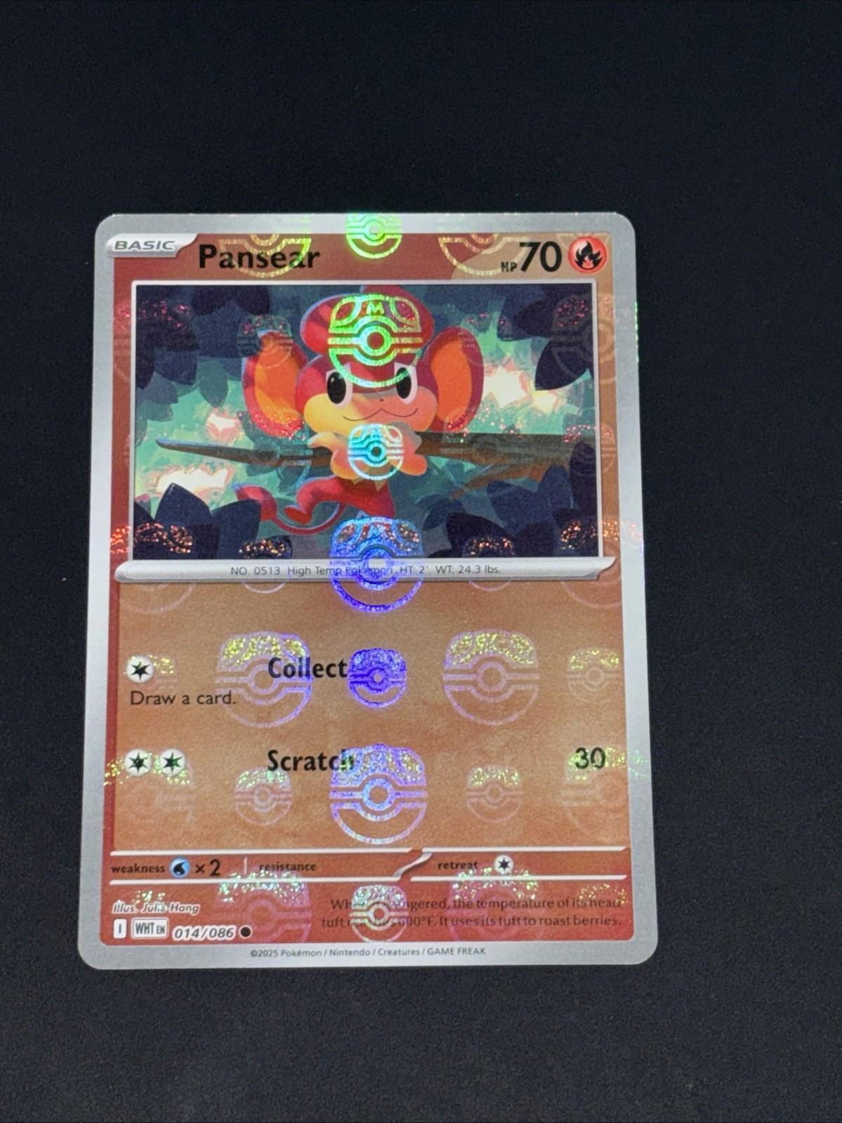 Pansear 014/086 NM – Master Ball Holo – 2025 Pokémon TCG S&V White Flare
