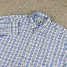 Peter Millar Shirt Mens 2XL Blue Plaid Long Sleeve Button Down Summer Comfort