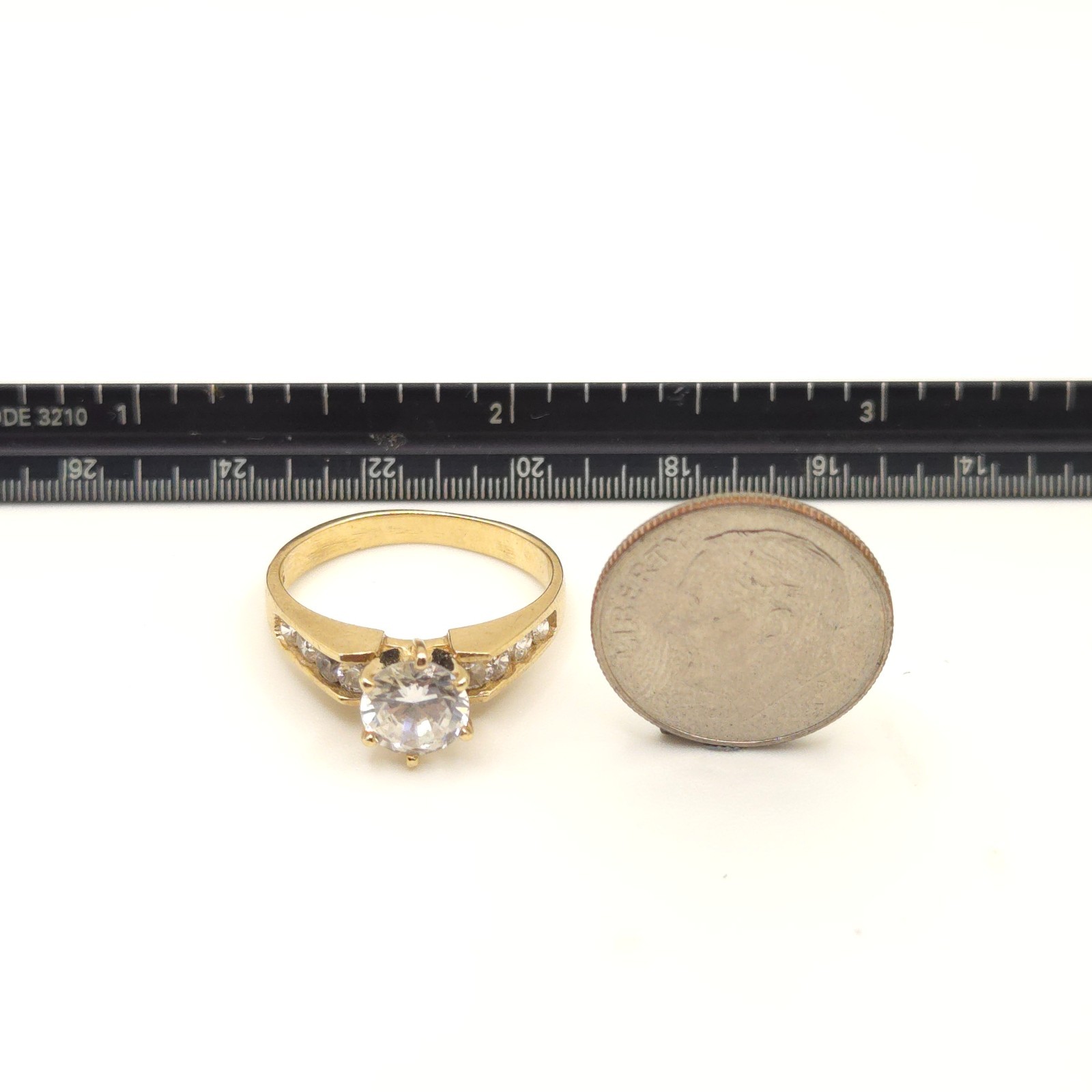 10K Yellow Gold Pavé CZ Solitaire Engagement Ring… - image 9