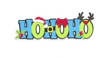 PREMADE SCRAPBOOK-PAPER PIECING-HOLIDAY-TITLE-CHRISTMAS-SANTA-BLUE GRN-HO HO HO