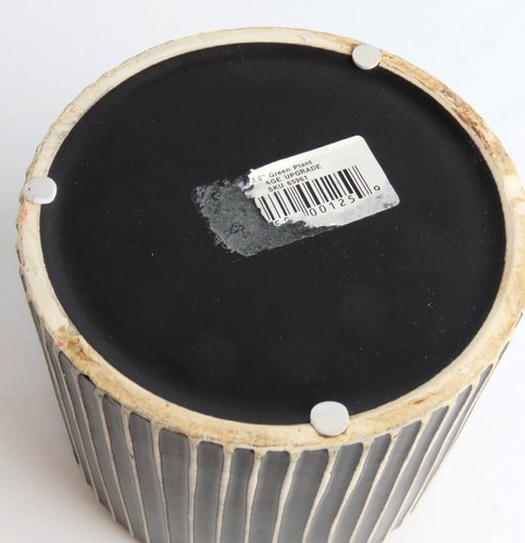 Ceramic Pottery Planter Black and White Textured Stripes 4.5" Tall, 5" Wide - Picture 5 of 6