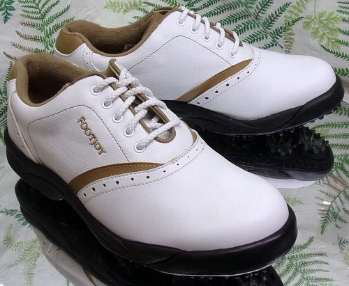FOOTJOY GREENJOYS WHITE LACED GOLF FASHION SHOES OXFORDS US WOMENS SZ 6 M