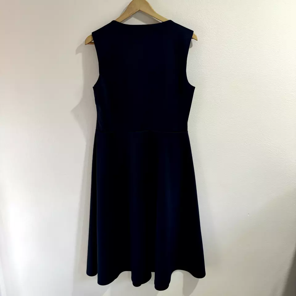 ASOS 连衣裙 14 码潜水针织海军蓝 Midi Fit Flare 复古甜心海报 — 第 4/4 张图片