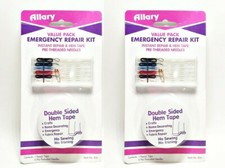 LOT OF 2 Emergency Sewing Repair Kit and Hem Tape Pre-Threaded Needles