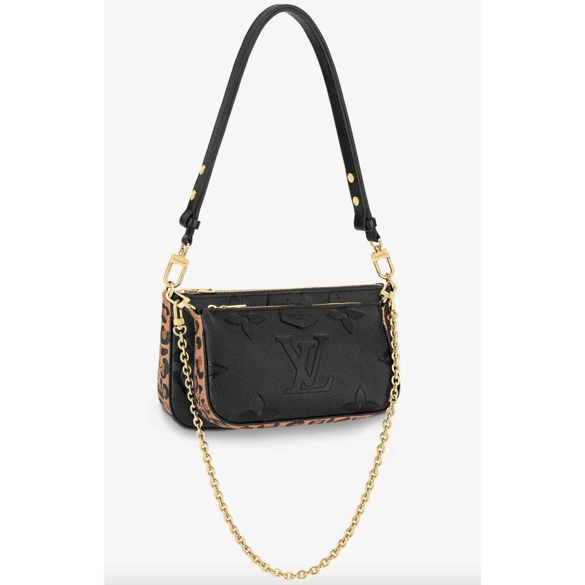 lv black bag with gold chain