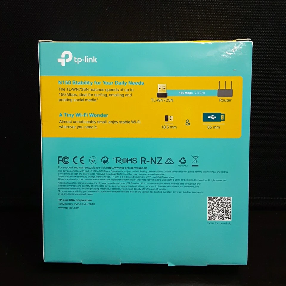 TP-Link TL-WN725N N150 150Mbps Wireless Nano USB 2.0 WiFi Network Adapter Dongle - Image 2 of 4