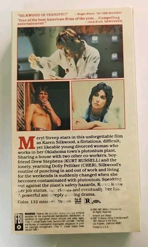 Silkwood VHS SEALED Watermarks Embassy Meryl Streep Cher Kurt Russell - Picture 3 of 8