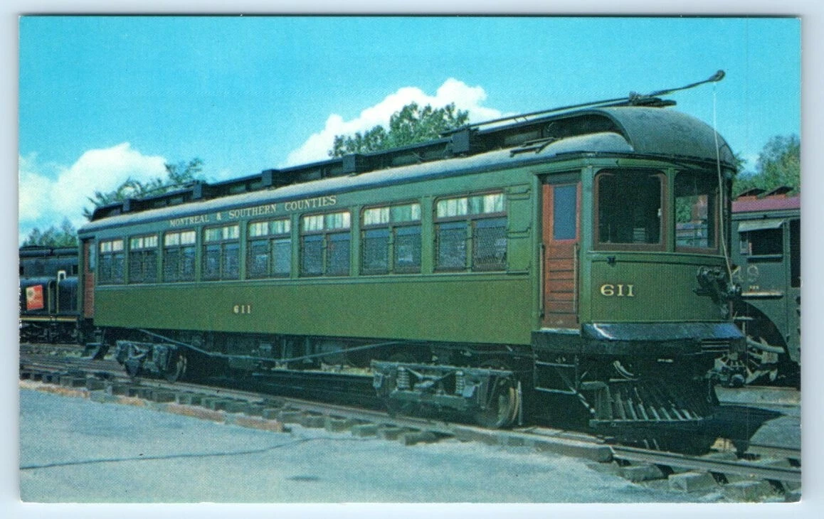  canadian railway museum st. constant quebec train car postcard 