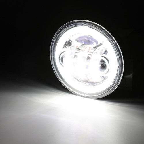 2x Chrome 4.5" LED Auxiliary Fog Light + Outer Cover Housing Bracket For Harley - Picture 11 of 12