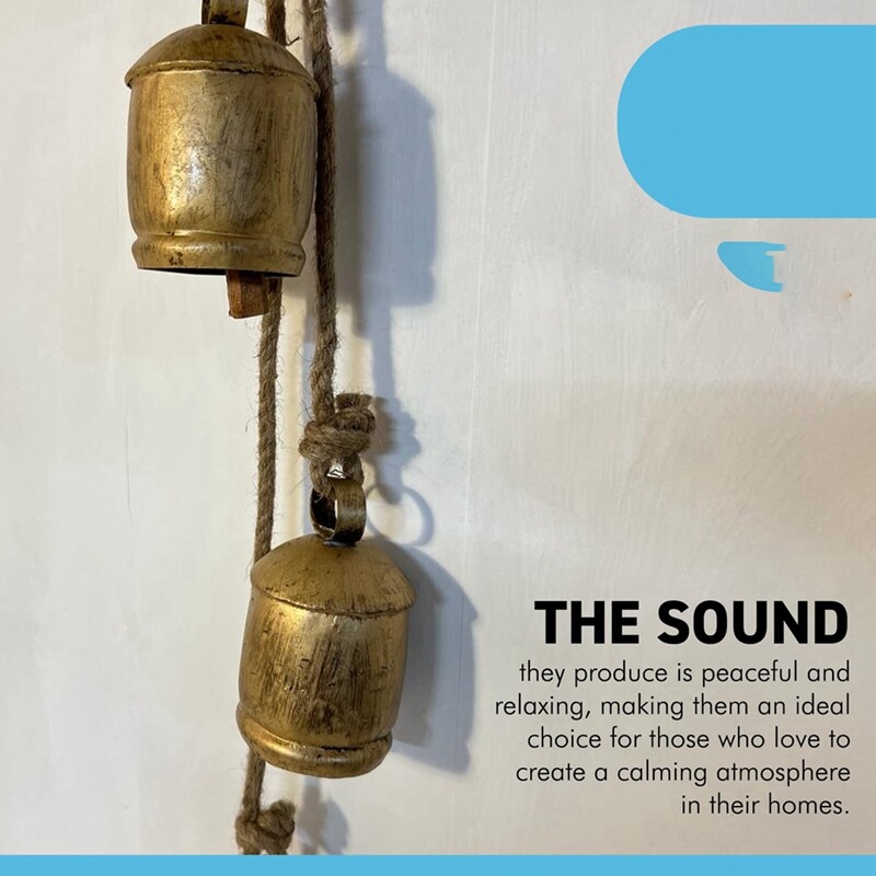 4PCS Cow Bells Cluster on Rope Lucky Cow Bells on Rope Wall2988