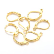 20PC Gold Tone Brass Leverback Earwire Hoop Earring Findings Nickel Free 15x10mm