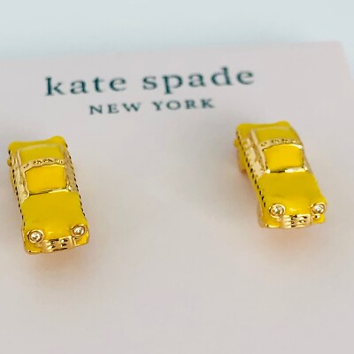 ピアス kate spade new york Hit The City Taxi Studs Auth New KATE SPADE YELLOW TAXI! Stud Earrings Pave 12K Gold