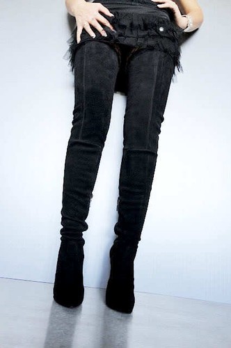CQ COUTURE OVERKNEE BOOTS STIEFEL STIVALI STRETCH SUEDE LEATHER BLACK NERO 36 - Imagen 10 de 10