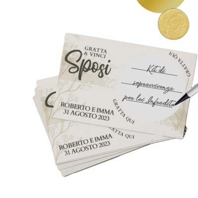 Rubbelkarten Hochzeit Lotterie personalisierbar 25 und 50 Stück