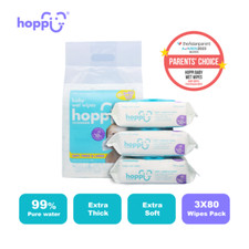 Hoppi Premium 99 Baby Water Wipes, Toallitas de agua para beb s, 240 Count 