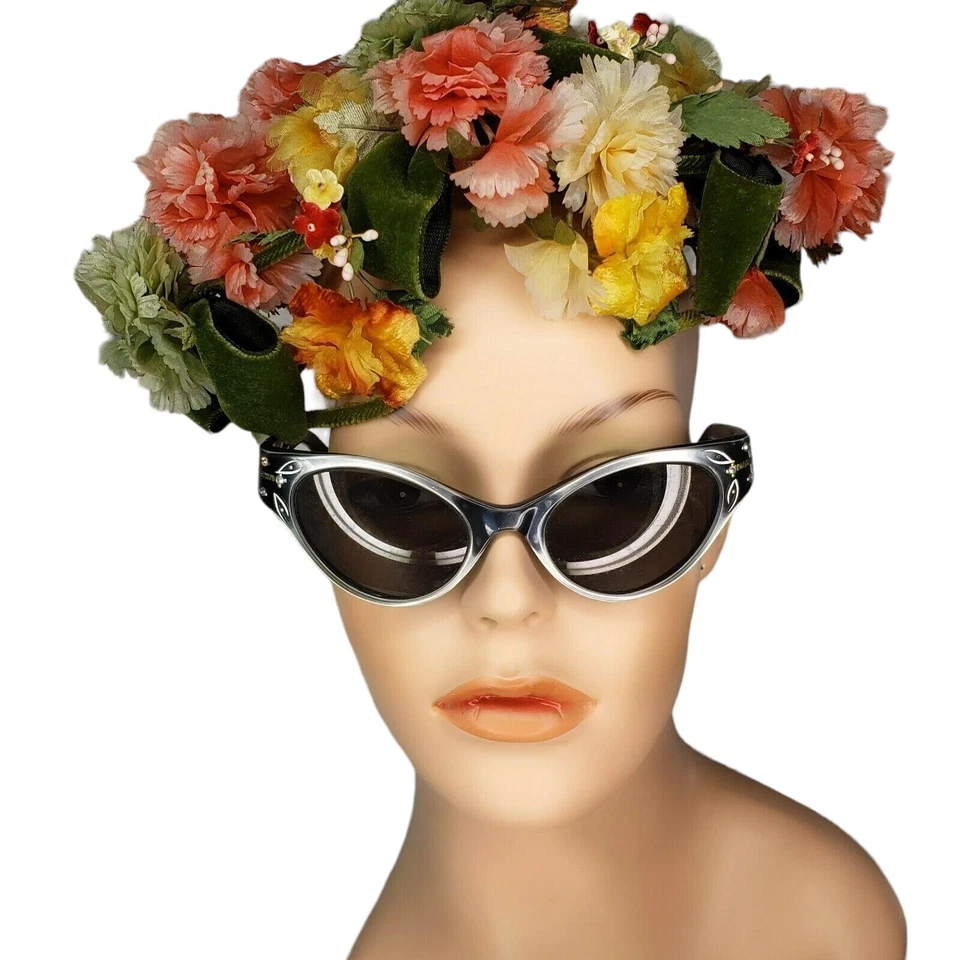 Sombrero anillo moño floral sombrerero terciopelo perlas cuentas flor festival boda Foto 2 de 4