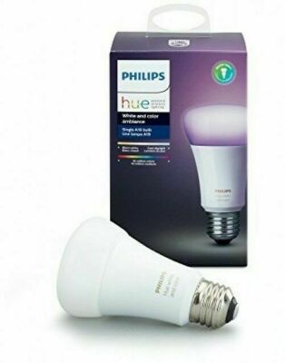 Philips Hue Single A19 LED Smart Light Bulb 10W White and color ambience Alexa 8
