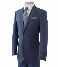 Alberto Cardinali Men's Medium Blue Sharkskin 2 Button Slim Fit Suit NEW