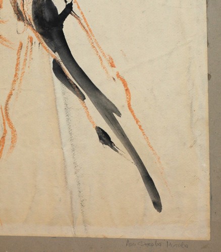 Figura abstracta acuarela original vintage firmada - Imagen 12 de 14