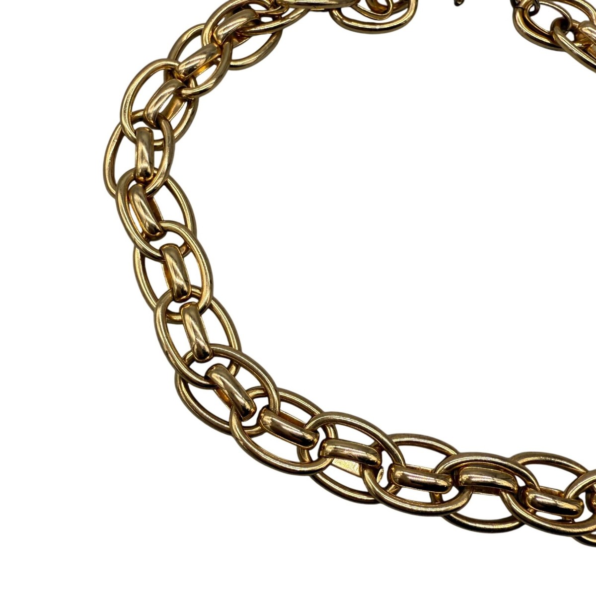 Serefina Chunky Double Chain Link Choker Necklace Gold Tone Elegant Evening Dinn View 2