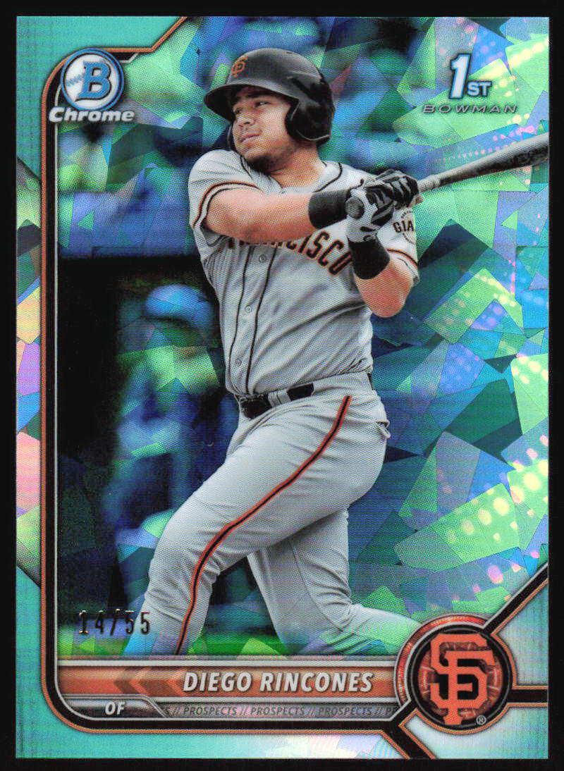2022 Bowman Chrome Sapphire Diego Rincones #BCP-65 Aqua Refractor #'d /55 Giants
