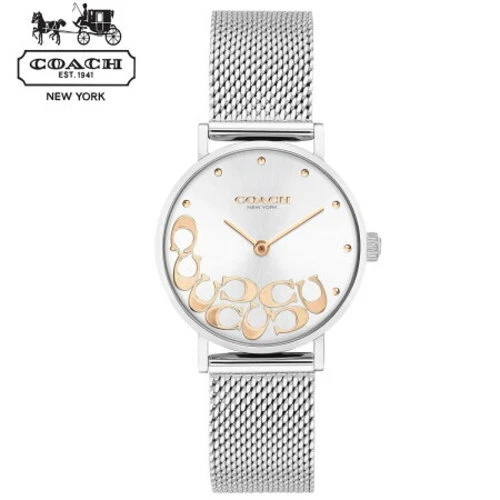 Coach 14503858 Perry C Logo Messenger Cintura Orologio Donna Perry Argento Oro Rosa