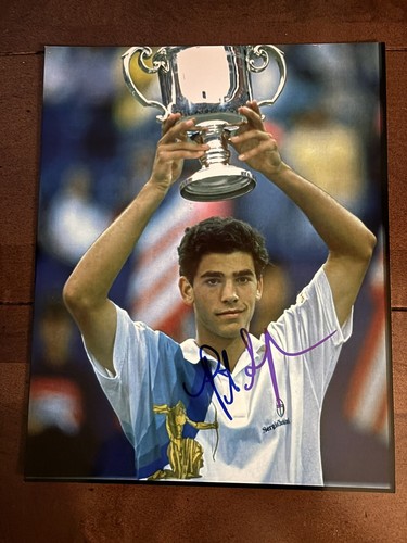 Foto de tenis autografiada firmada auténtica de Pete Sampras 8x10 Salón de la Fama Salón de la Fama Salón de la Fama