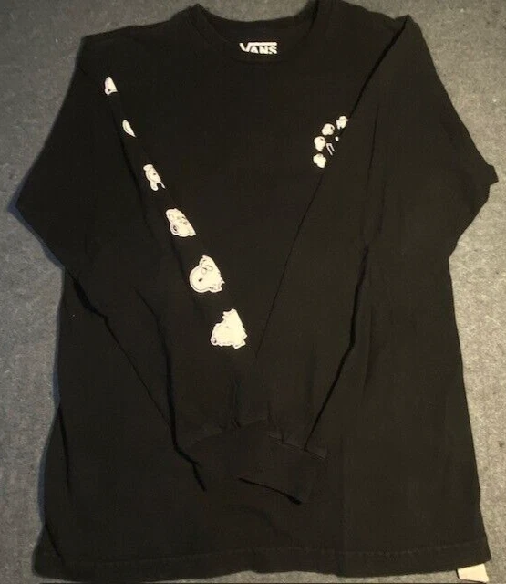 Camisa SNOOPY vans PEANUTS Negra Manga Larga Pull Over Brazo Gráficos Juventud PEQUEÑA Foto 4 de 4