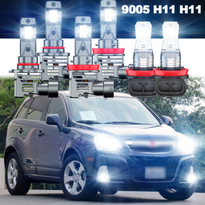 FIT Saturn Vue 2008-2010 6x 6000K LED Headlight High/Low Beam + Fog Light Bulbs