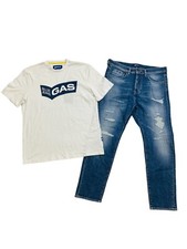 Gas Jeans 2p set mens 100 Authentic Jeans size 33 L28 and t-shirt Large