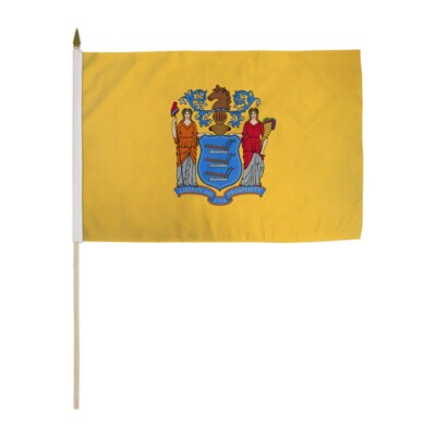 New Jersey State 12x18in Stick Flags US State Handheld Flags for Parades