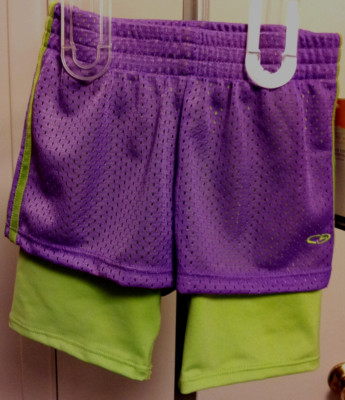 C9 Girls Mesh Athletic Shorts Built In Spandex Purple Lime Green Size S(6-6X)