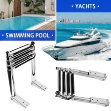 Telescoping Boat Ladder Stainless Steel 4 Step Over Platform Extension Board