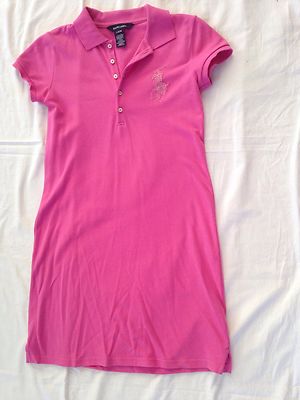 RALPH LAUREN GIRLS SHORT SLEEVE PINK POLO DRESS