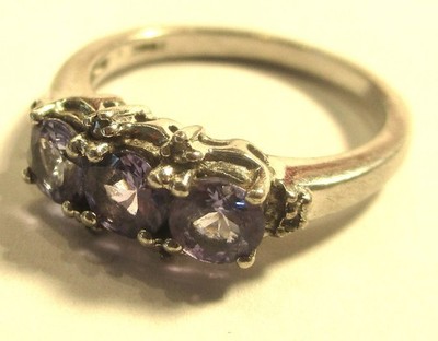 TANSANIT-RING STERLINGSILBER 3 STEINE VON TGGC GRÖSSE O