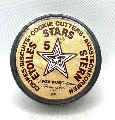 Vintage Fox Run Craftsmen 5 Stars Cookie Cutter Set  Original Storage Tin
