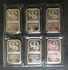 Six Northwest Territorial Mint 1oz Silver Bars in Plastic