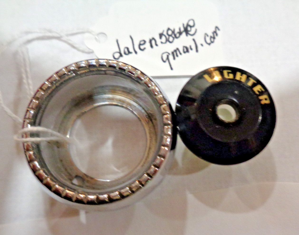 1955 Ford Chrome Lighter Bezel NOS with used 'Lighter' Bezel