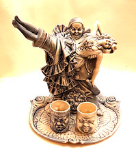 Schäfer & Vater Rudolstadt Porzellan Flasche mit Tablett und 2 Bechern um 1900