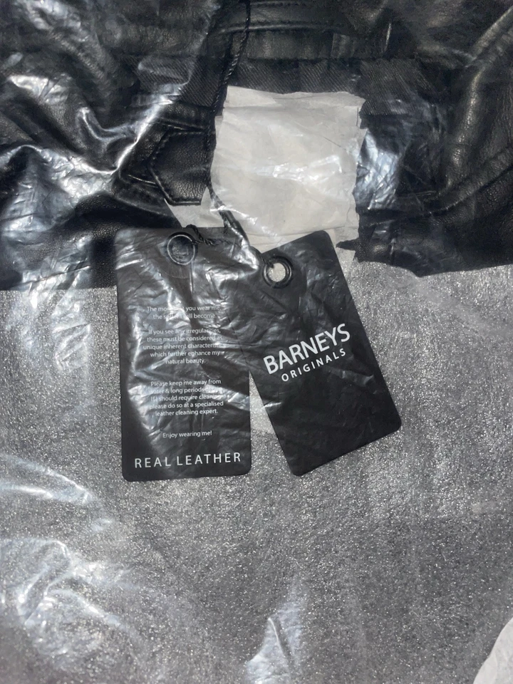 G1N с ярлыками Barneys оригиналы из черной кожи мотоцикла гоночная куртка мужской размер - Изображение 3 из 4