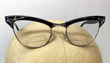 Vintage American Optical 1/10 12K G.F. Nose Bridge Black Alum Frames Etching