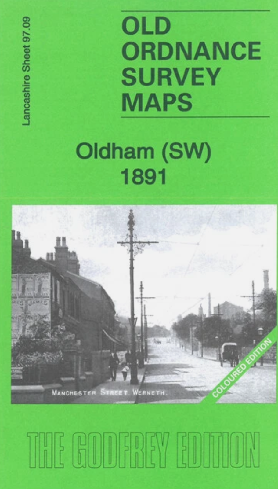 MAP OF Oldham (SW) 1891 COLOURED EDITION Lancashire Sheet 97.09 NEW