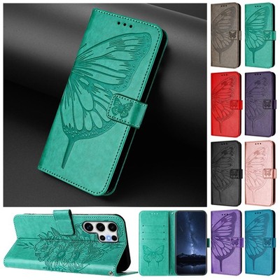 Embossed Flip Leather Phone Case for Samsung Galaxy S26 S25 S24 FE S23 S22 Cover