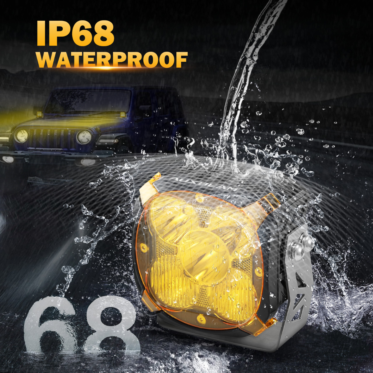 AUXBEAM 4.5"Inch Combo LED Work Lights Offroad Driving Fog Pods DRL White Amber