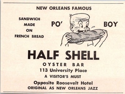 Half Shell Oyster Bar French Bread University Place 1957 New Orleans Ad TAK1-M23