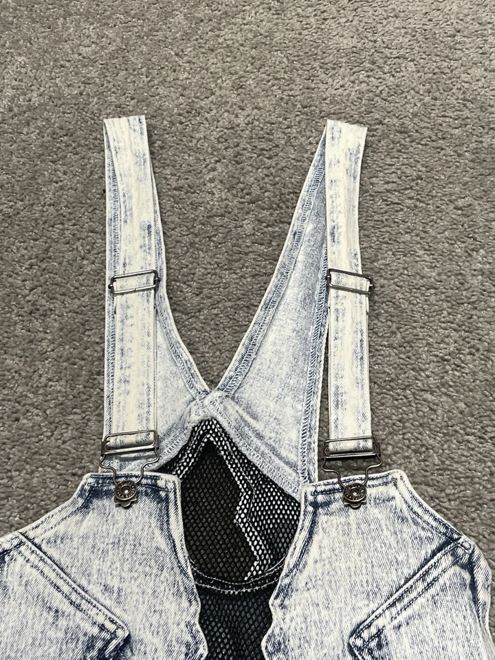 Mono con tirantes de mezclilla vintage para mujer azul medio lavado ácido claro años 90 LA Blues Foto 3 de 4