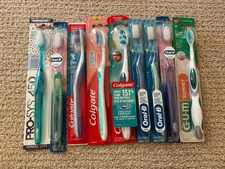 LOT OF 9 ASST TOOTHBRUSHES - ORAL-B, COLGATE, GUM SUMMIT, PRO-SYS !!!!!!!!!!!!!