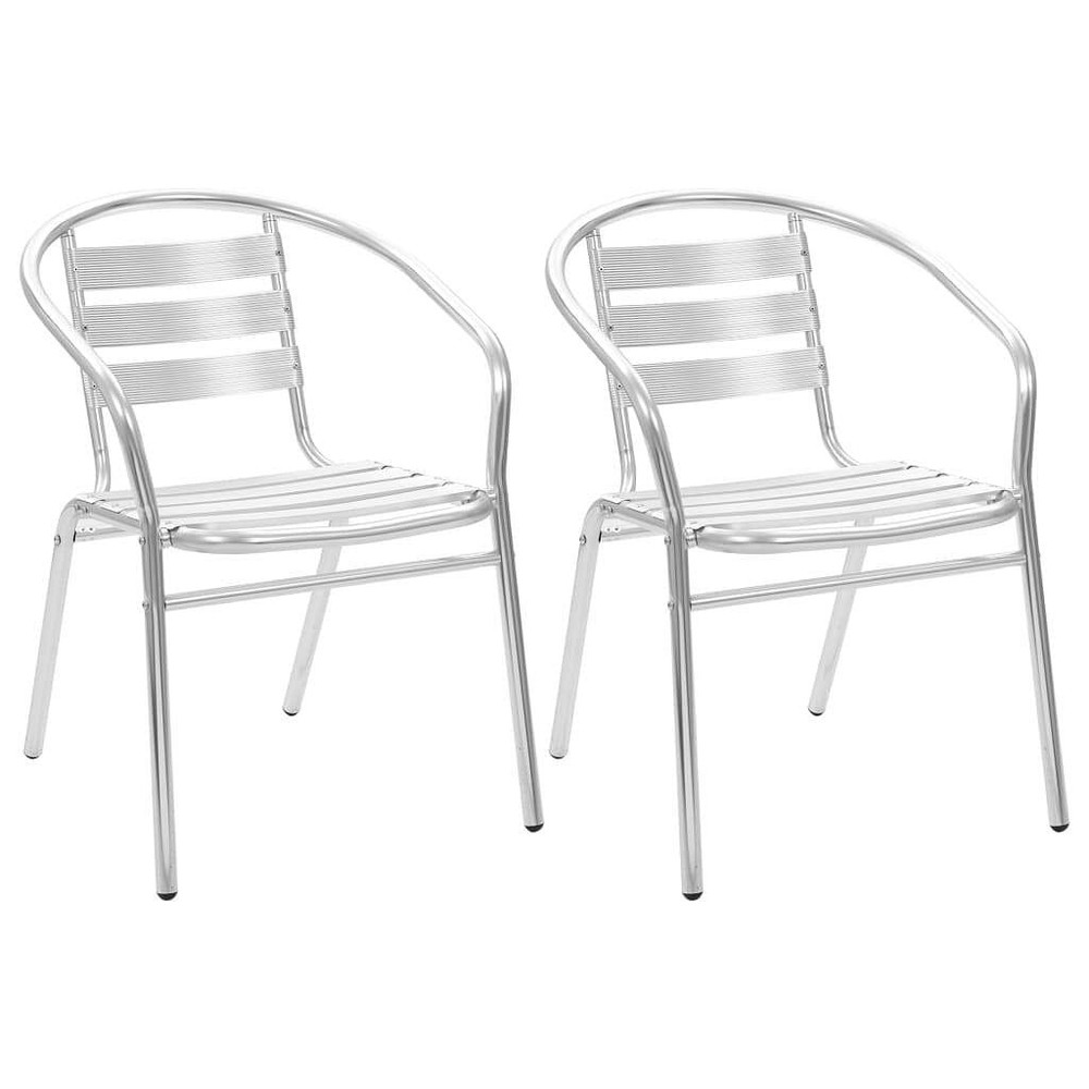 Silver Aluminum Stackable Chair Set of 2 - Space-Saving Design