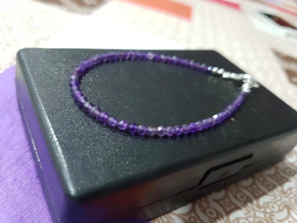 Collana in argento sterling 925 con pietre preziose ametista gioielli regalo b55 - Immagine 3 di 4