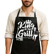 Funny Black Grill Apron with Pockets for Man,Dad,Husband,Father in Law,Chef